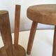 Pair of tripod stools of farm in raw Elm