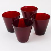 Four Kartio drinking glasses by Kaj Franck, mid-century style, from Nuutajärvi Nottsjö, Finland.