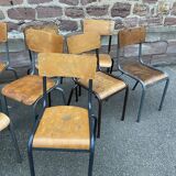 20 vintage mismatched industrial chairs school MULLCA tube & wood
