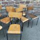 20 vintage mismatched industrial chairs school MULLCA tube & wood