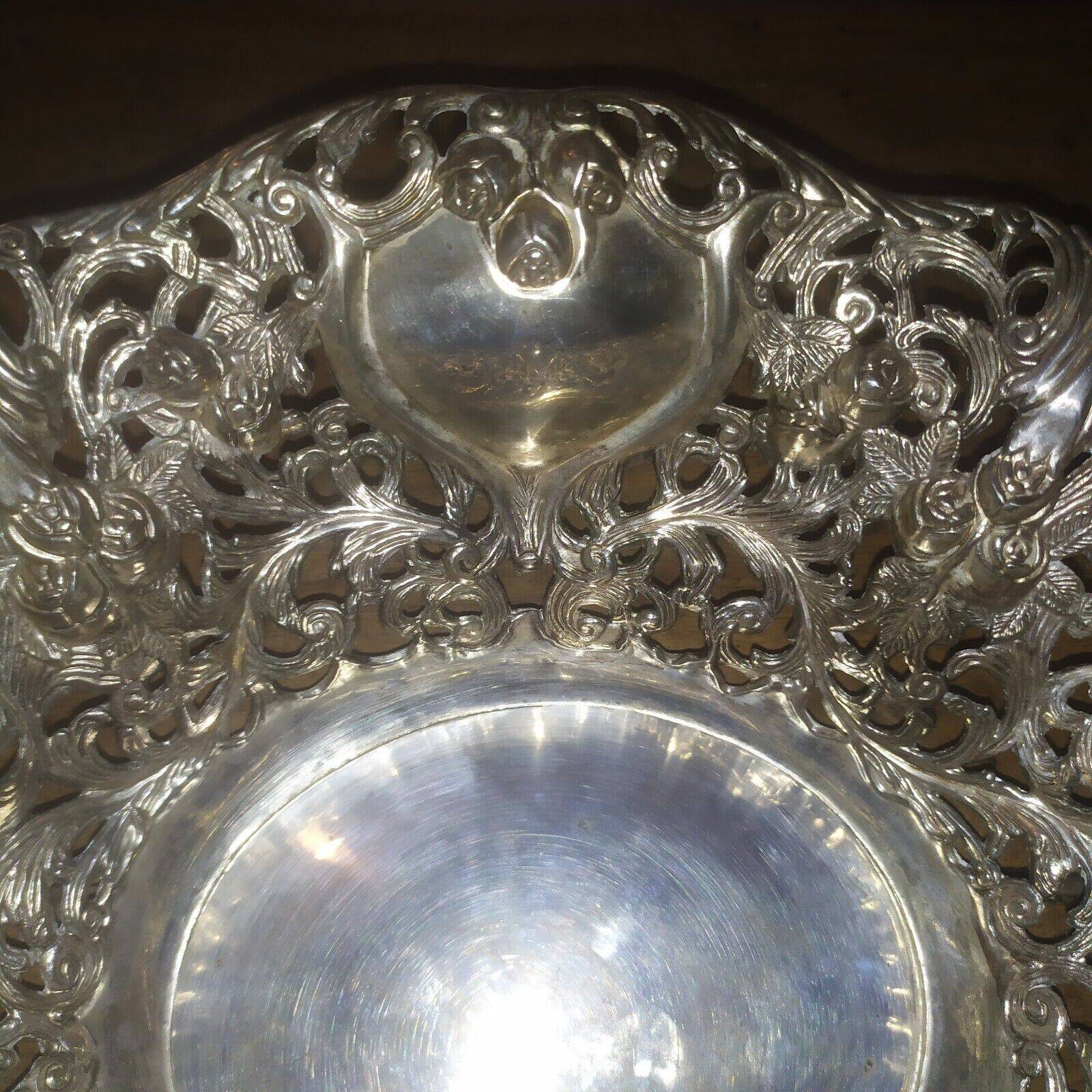 Art Nouveau style silver metal basket