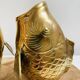 Pair of koi carp vases in brass, animal sculpture