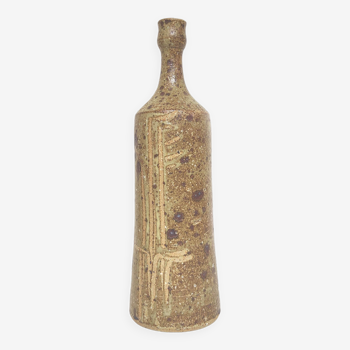 Bottle vase in sandstone pyrite floral decoration signed