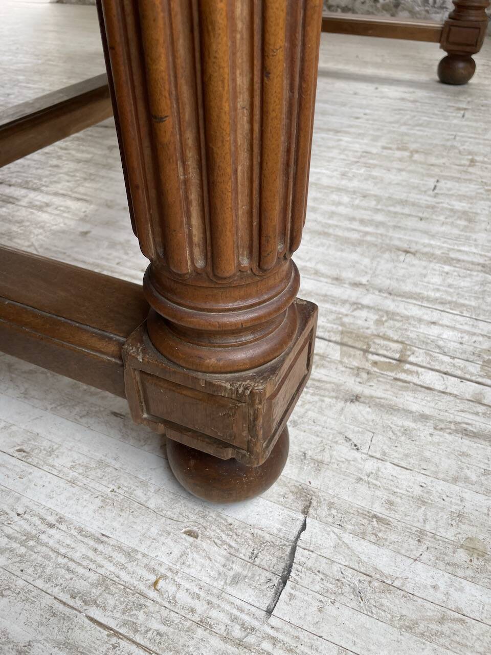 Solid walnut farmhouse castle table 1900 XXL