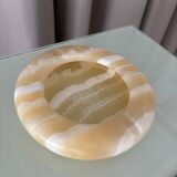 Vintage Onyx Ashtray – Hand-Carved, Natural Honey Tones (ca. 1960s–1970s)