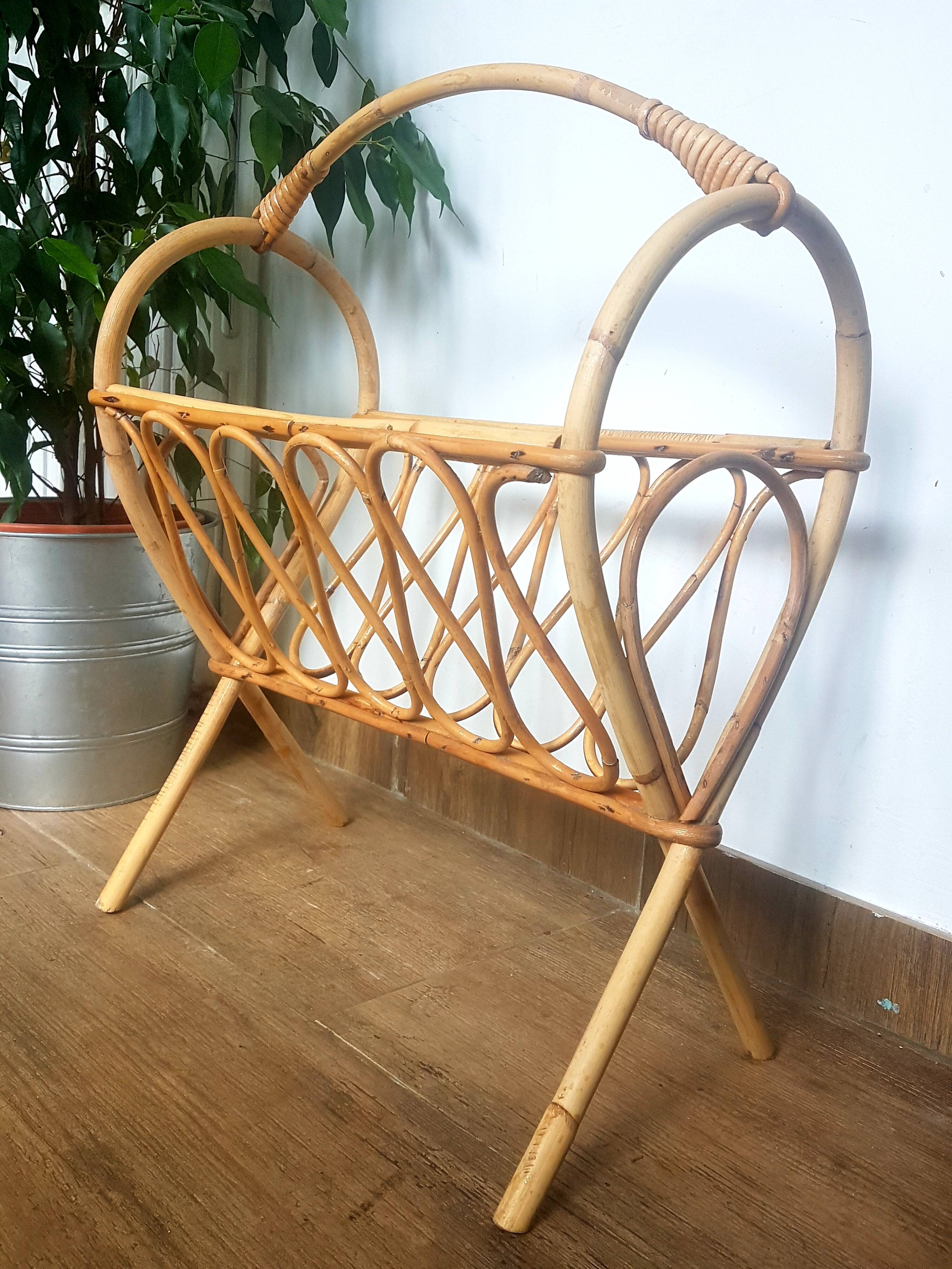 Rattan magazine holder