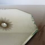 Beveled octagonal mirror, Saint Gobain, Art Deco 40s 50s