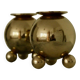 Pair of mid-century Swedish heavy brass candle holders