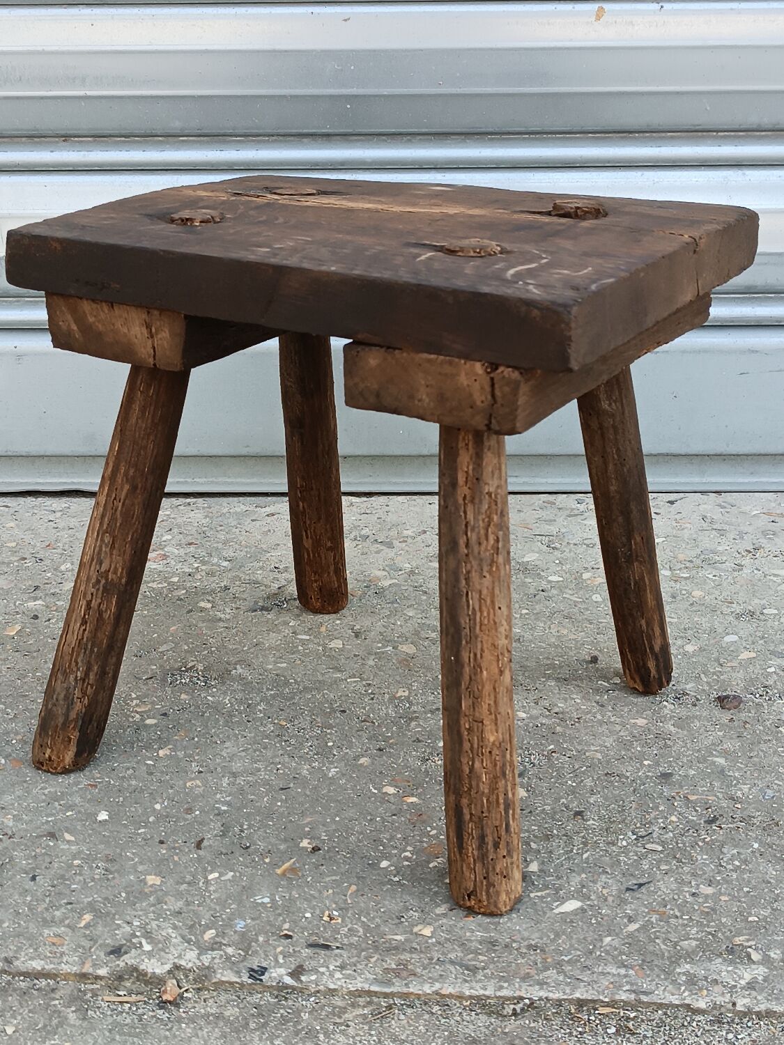 Solid oak milking stool