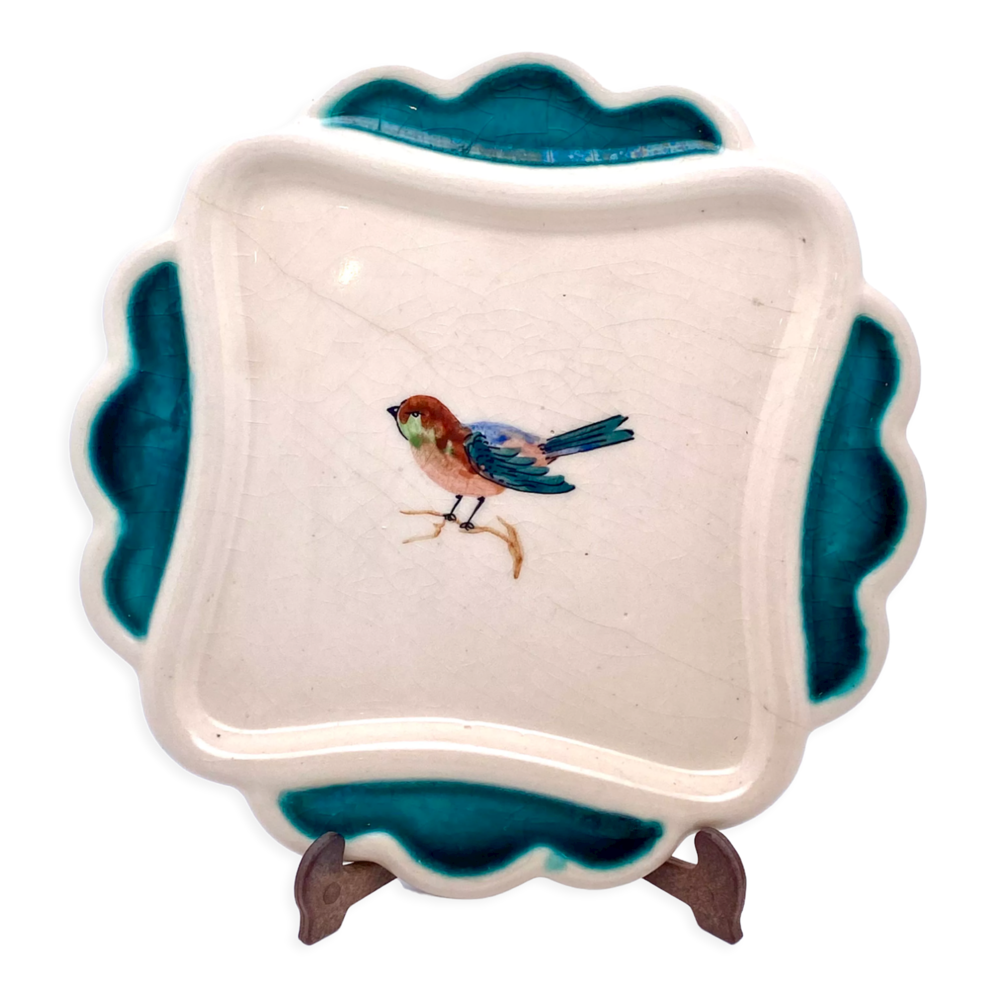 Dessert service in Petits Oiseaux slip, 9 plates
