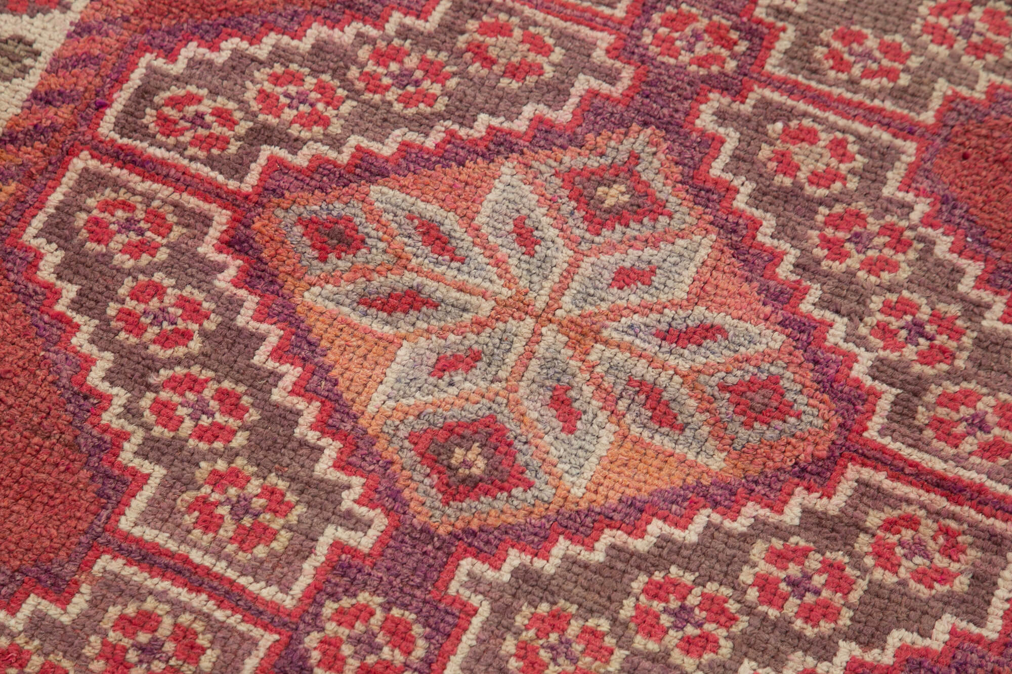 Hand-knotted rustic turkish red runner carpet 91 cm x 442 cm