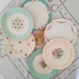 Mismatched old flat plates with gold