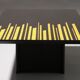 1980s Italian coffee table in black and yellow lacquered wood