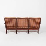 Mid-Century Danish Modern 3-seats sofa with cognac leather cushions