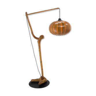 Custom made wooden floor lamp, 1960