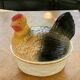 Terrine hen in slurry, vintage glazed ceramic