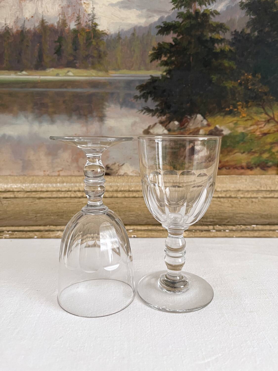 2 old aperitif or port wine glasses from the 19th century