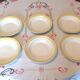 Six white hollow plates on board yellow Monaco 60