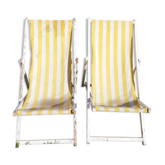 Pair of vintage chaises longues