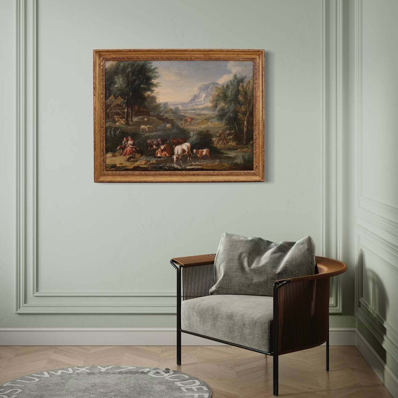 Refined 18th century bucolic landscape painting