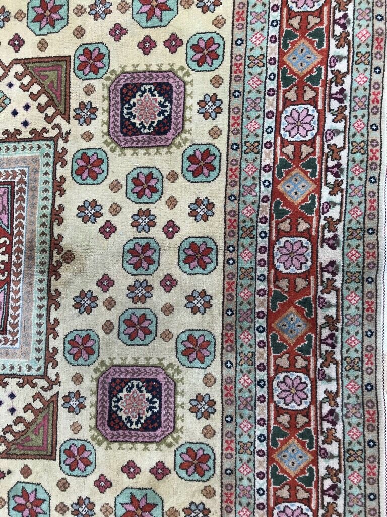 Old hand made square transylvania oriental rug wool 182 x 182