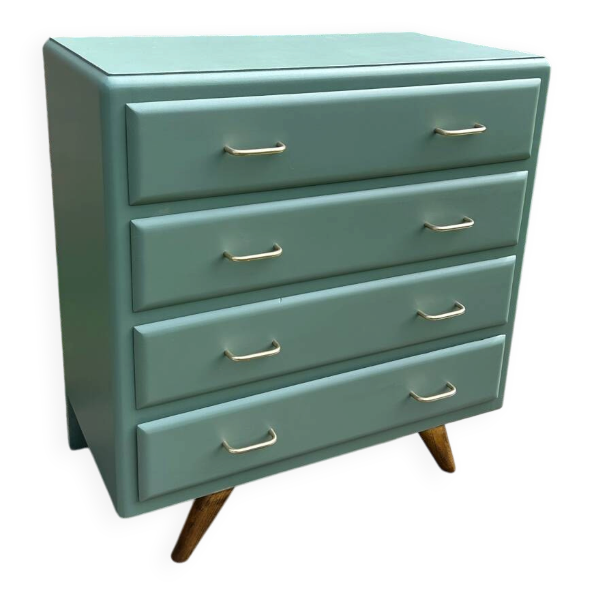 Vintage 1960s cedar green chest of drawers with 4 drawers.