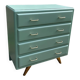 Commode vintage 1960 vert cèdre 4 tiroirs