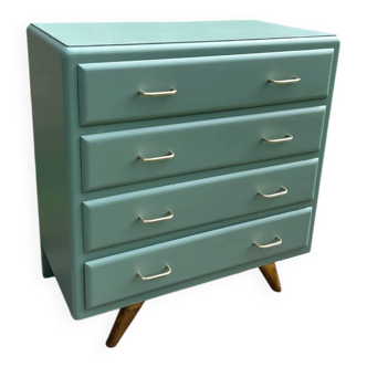 Vintage 1960s cedar green chest of drawers with 4 drawers.