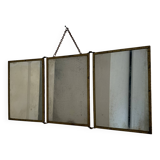 Vintage Art Nouveau gilded barber's triptych mirror 1920 - 21 x 48 cm