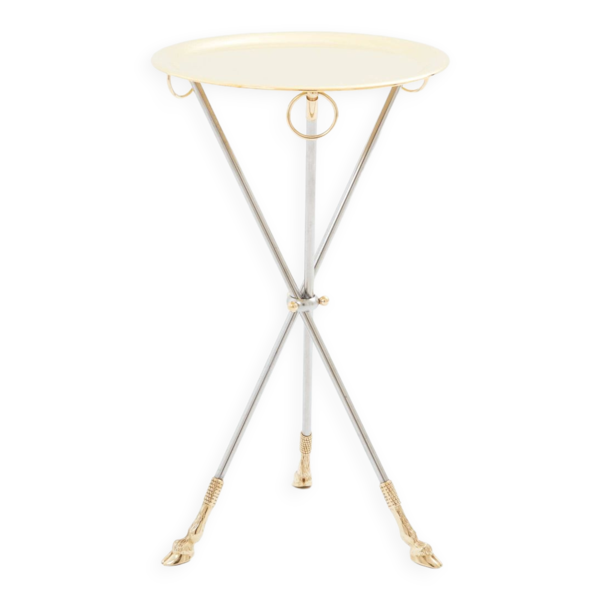 Brass steel pedestal table with removable top signed Alberto Orlandi 1970
