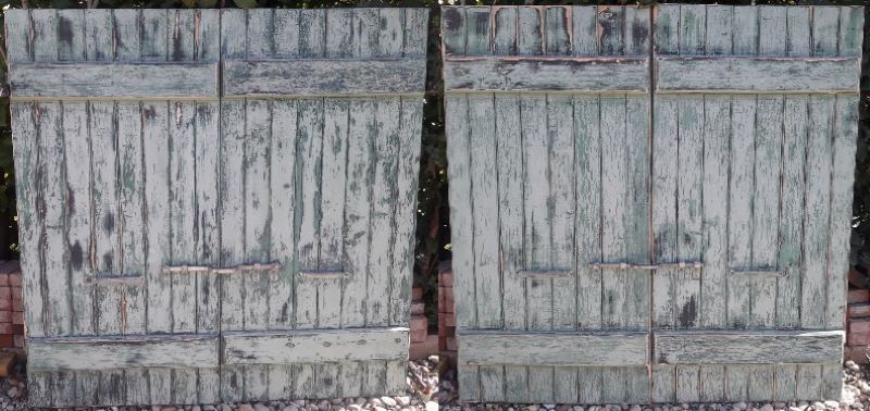 2 pairs of wooden shutters iron hinges