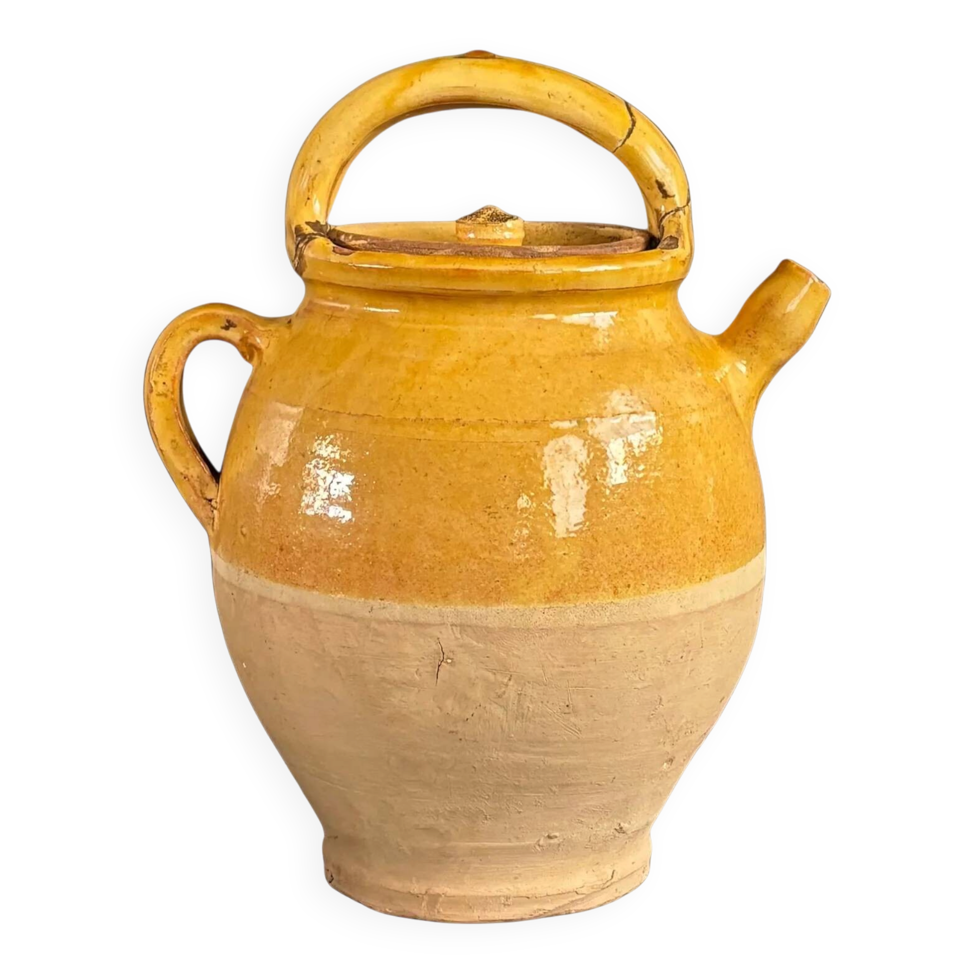 Ancient oil jar in glazed terracotta