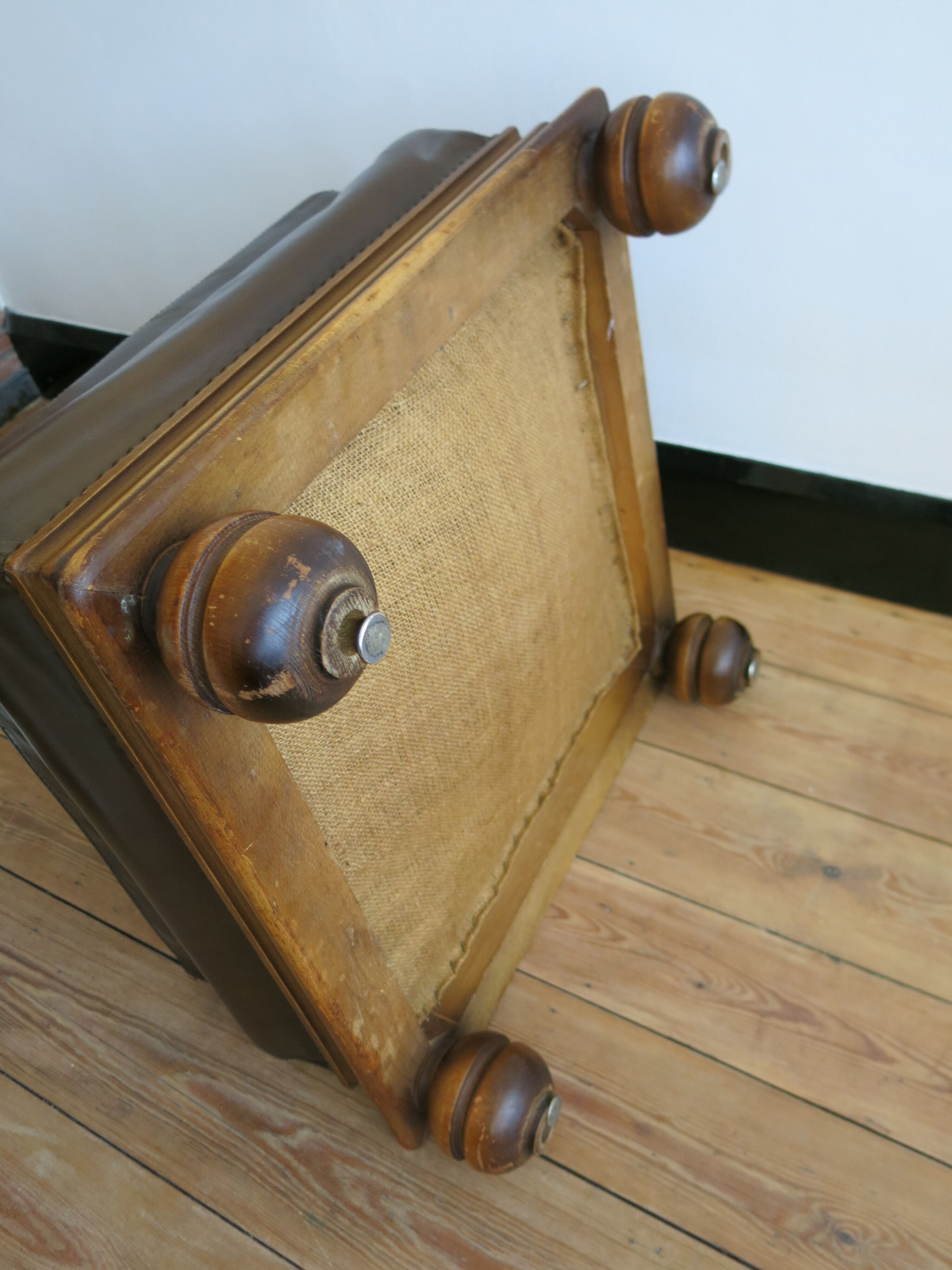 English Chesterfield style leather footrest