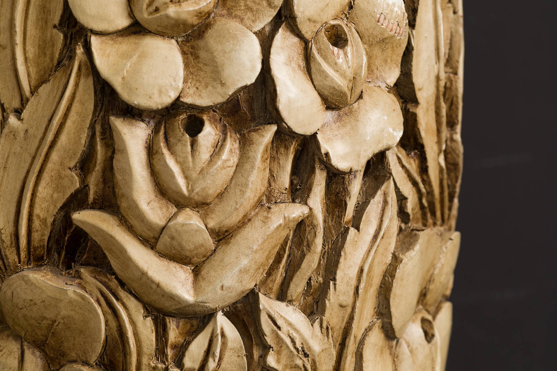 Vintage hand-carved wooden lamps by Mariano García