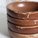 Set of 4 plates in sandstone of Saint Amand signed