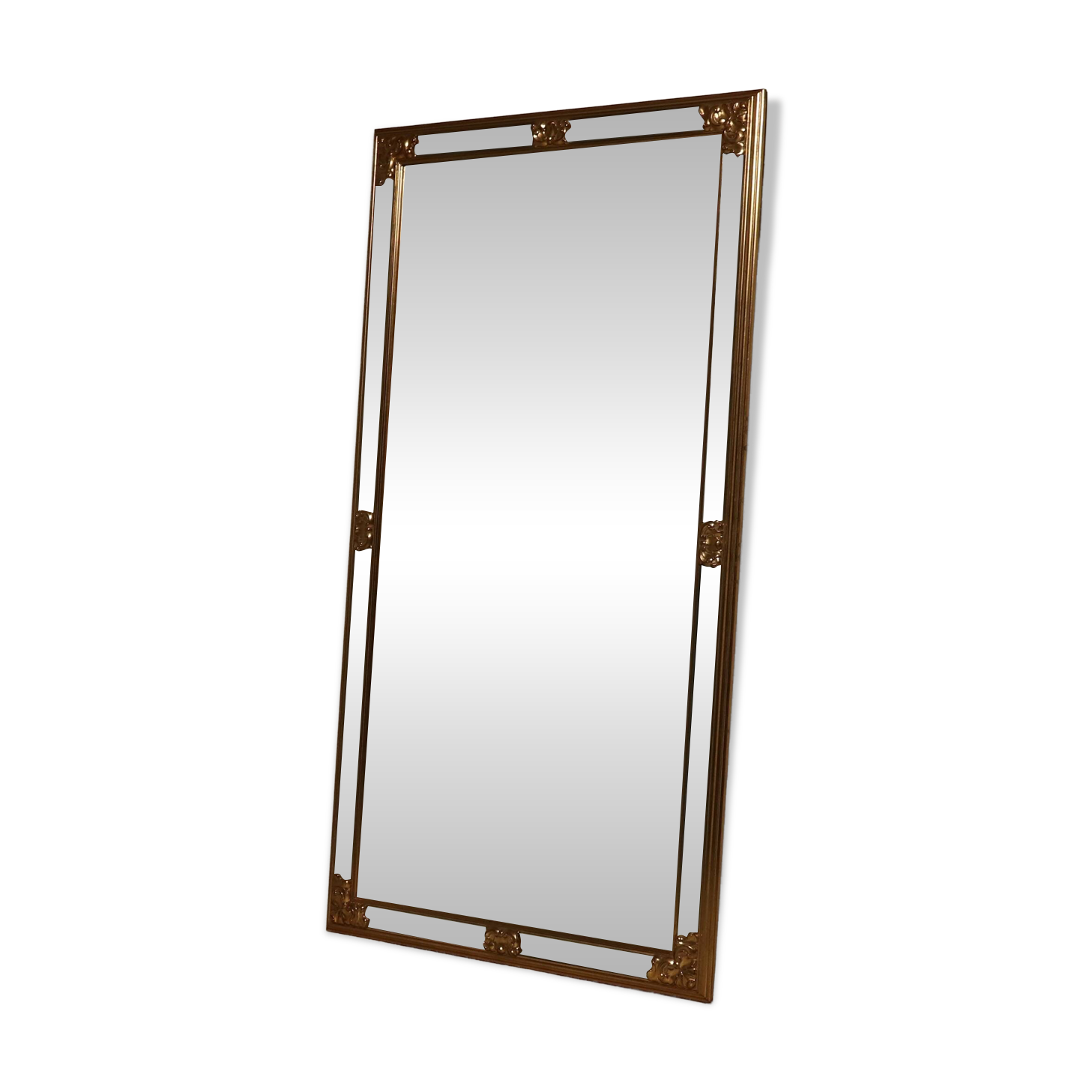 Large Revival Mirror in Gilded Resin by Deknudt Belgium 1980s