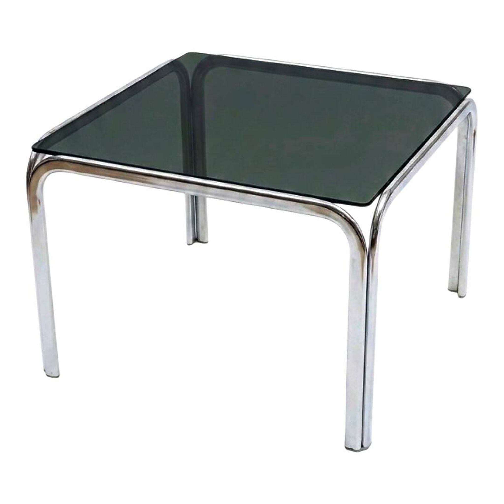 Vintage 70s coffee table - Chrome & smoked glass
