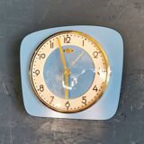 Vintage formica clock rectangular silent wall pendulum "Lora blue"