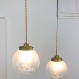 Vintage Murano Glass & Brass Pendant Lamp