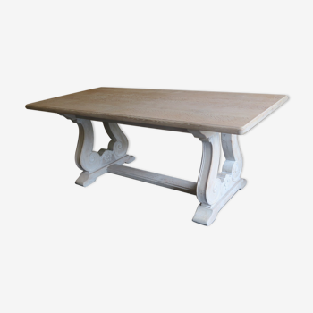 Table à manger en chêne avec base de Lyre années 1940