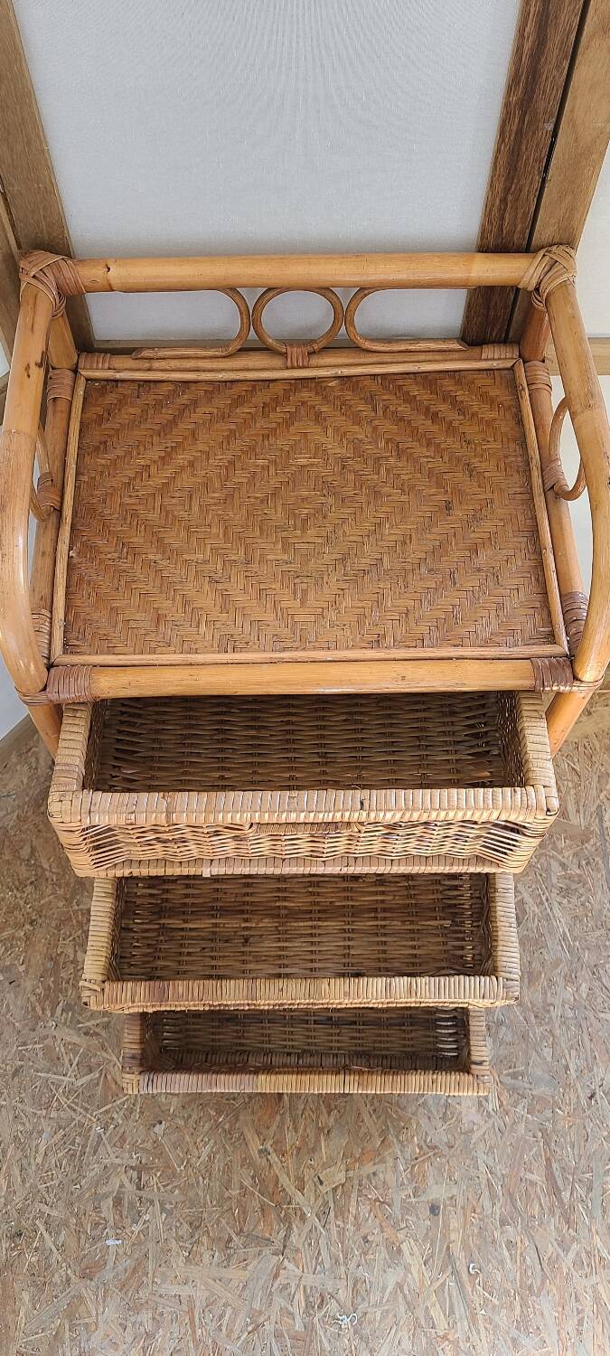 Commode rotin vintage