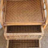 Commode rotin vintage
