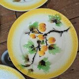 Set of 8 small fruit slip plates Orchies Moulin des Loups