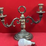 set of 2 old-fashioned, silver-plated candlesticks