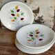 Seven vintage plates in fine earthenware from Gien service Gentilly