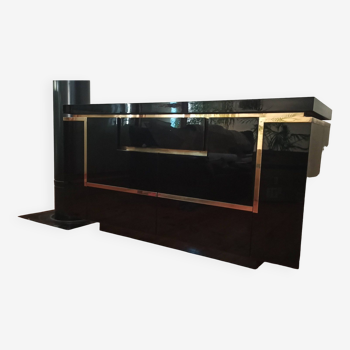 Brass black lacquered sideboard by Jean Claude Mahey for Roche Bobois 1970s