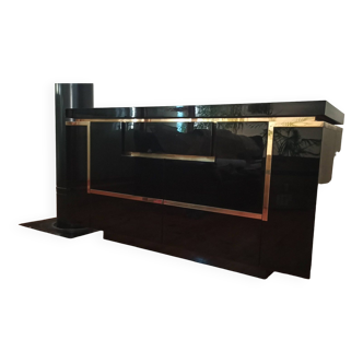 Brass black lacquered sideboard by Jean Claude Mahey for Roche Bobois 1970s