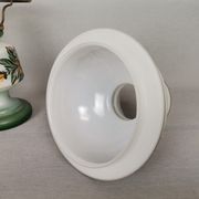 French country 1960s rustic green ceramic and glass vintage table lamp