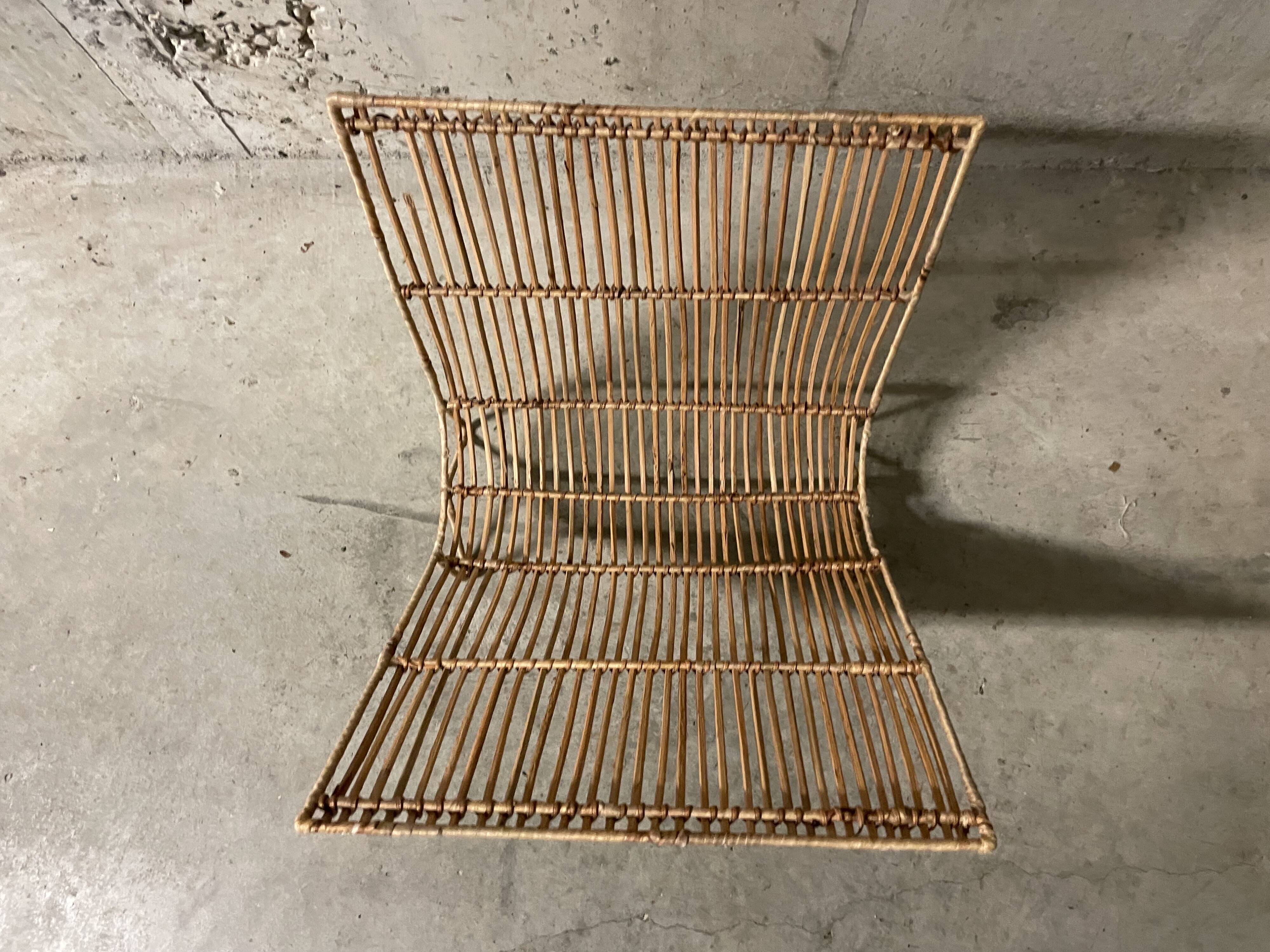 Rattan magazine rack from the 60s