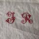 4 large damask tea towels JR monogram cross stitch.